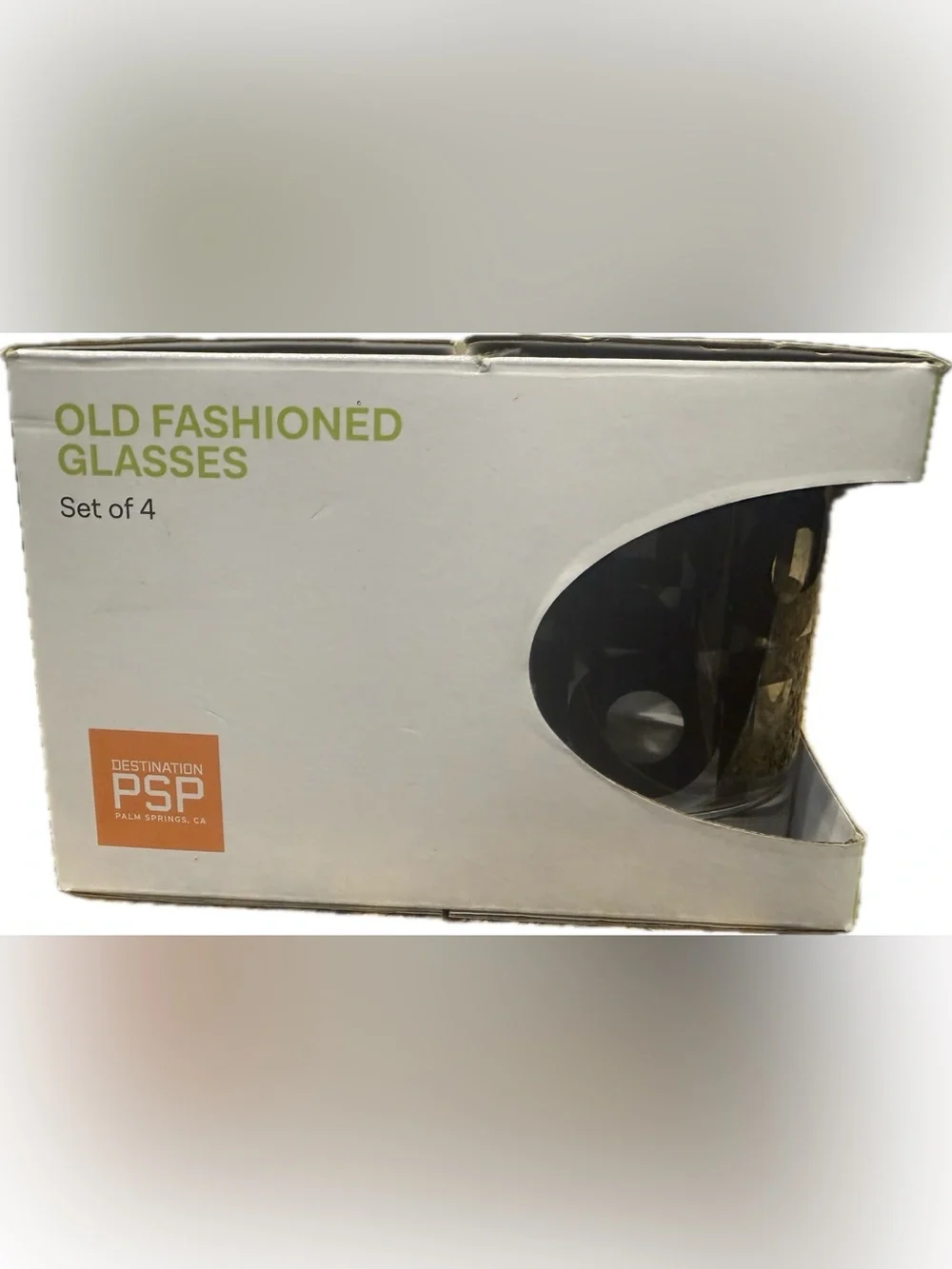 Destination PSP Old Fashioned Glasses Set of 4 - Black/White Design | Brand New